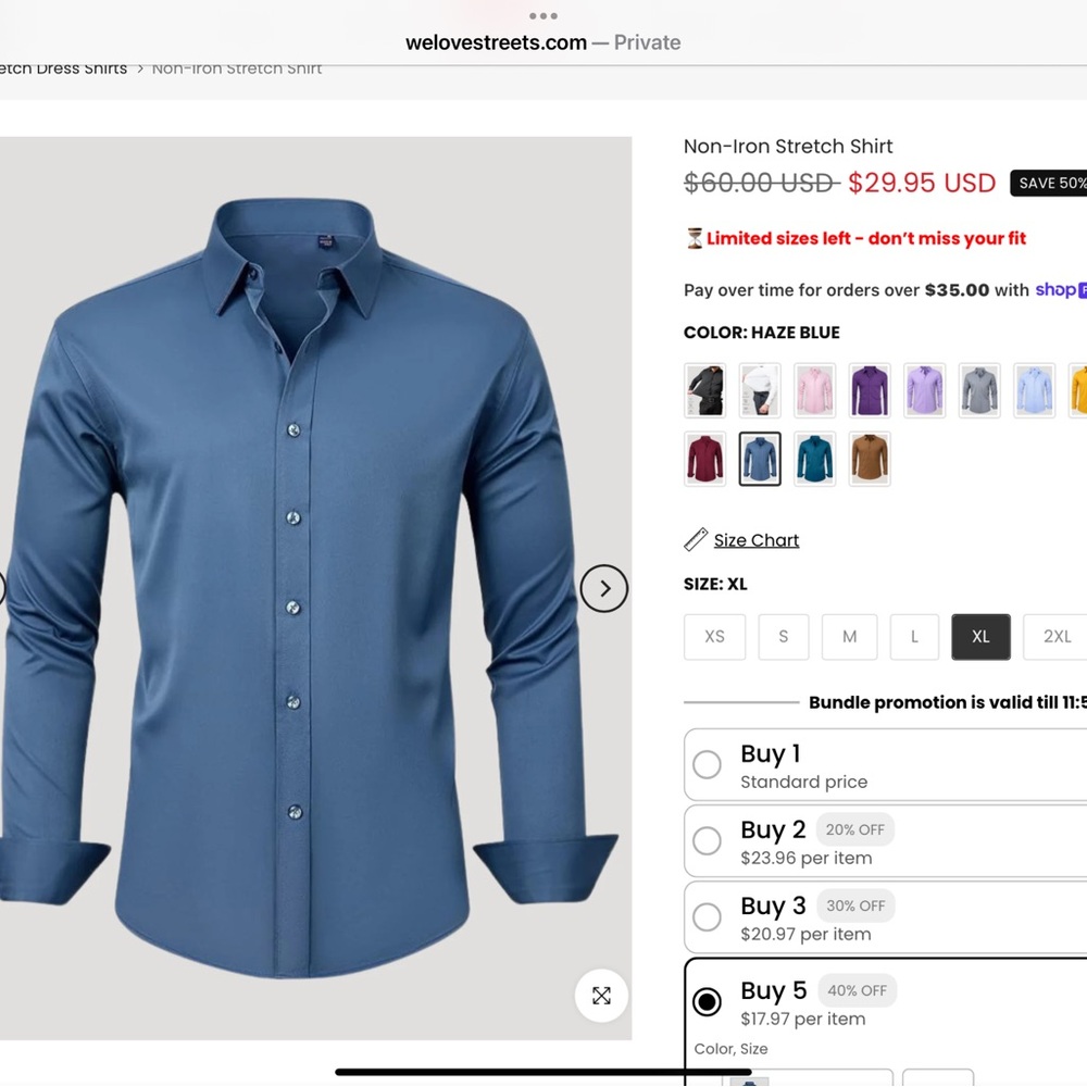 Men's Classic Stretch Dress Shirt - Blue